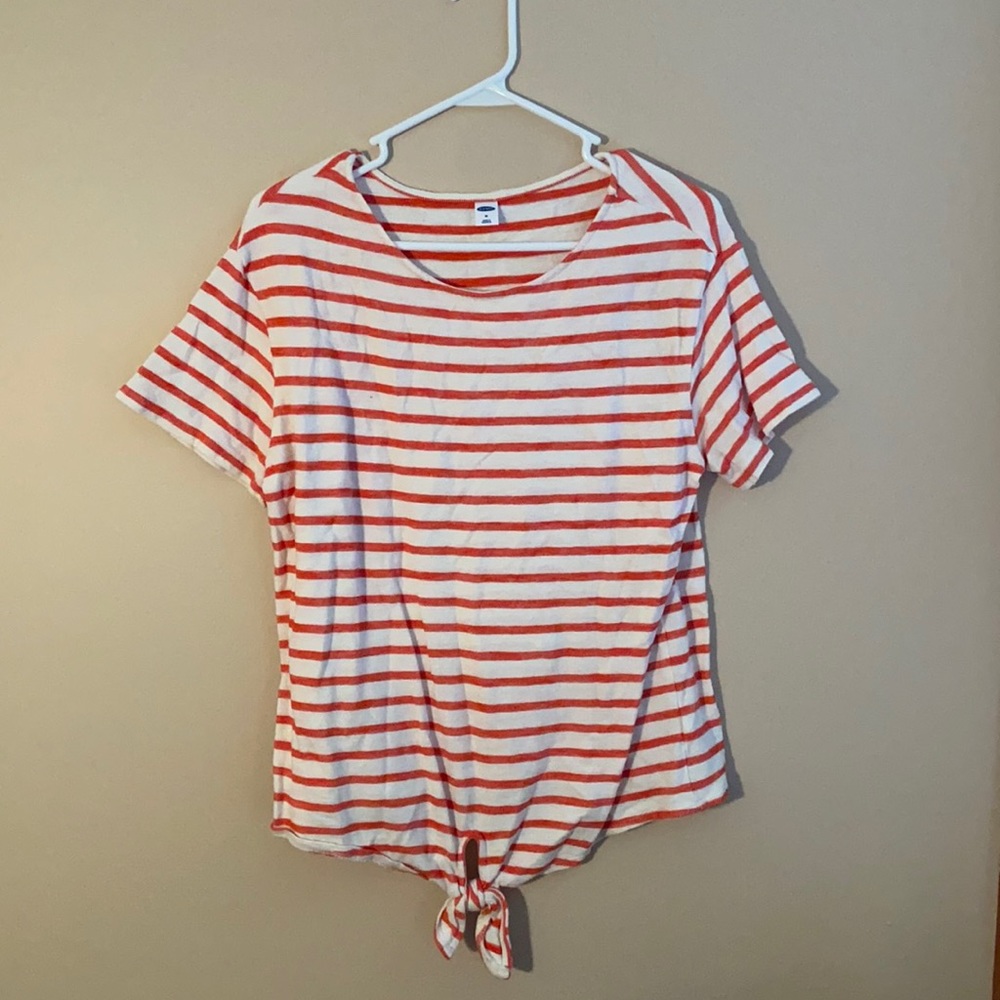 tie front stripped shirt